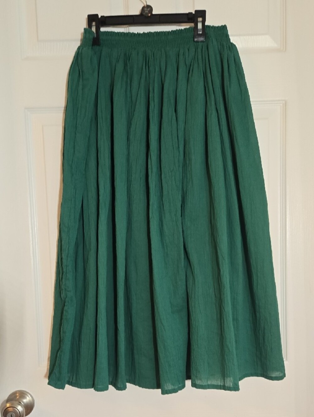 Chaudry KC emerald Green Cotton Gathered Midi Skirt Size Small - Picture 5 of 8